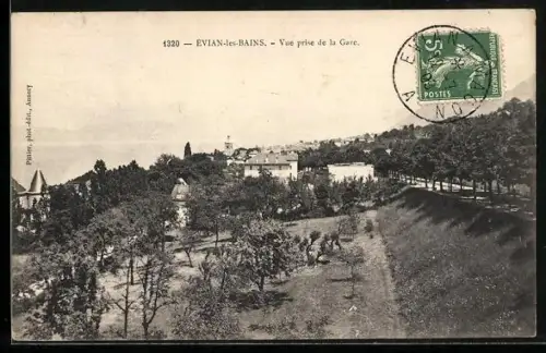 AK Évian-les-Bains, Vue prise de la Gare