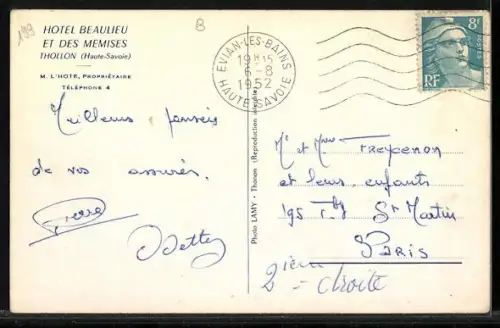 AK Thollon, Hotel Beaulieu et des memises