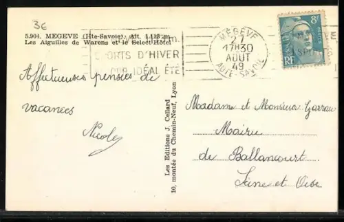 AK Megeve, Les Aiguilles de Warens et le Select Hôtel
