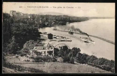 AK Thonon-les-Bains, Vue prise de Concise