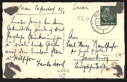 AK Sorau-Seifersdorf, Durchblick zur Badeanstalt