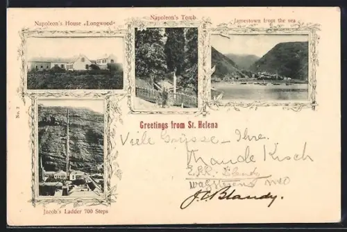 AK Jamestown, Napoleon`s House Longwood, Napoleon`s Tomb, Jamestown from the sea, Jacobs Ladder