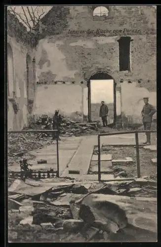AK Parux, Kircheninneres nach der Zerstörung, deutsche Soldaten