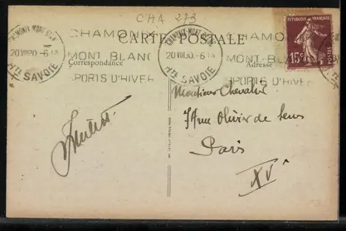 AK Charmonix, Chalet du Plan de l`Aiguille, vue sur le Mont-Blanc