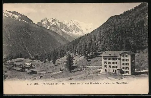 AK Trélechamp, Hôtel du Col des Montets et Chaîne du Mont-Blanc