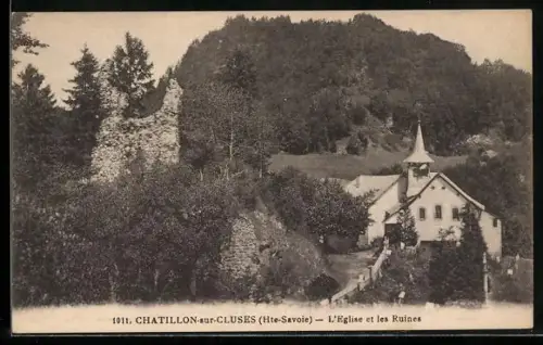 AK Chatillon-sur-Cluses, L`Eglise et les Ruines