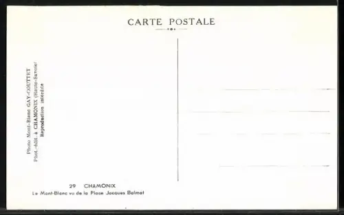 AK Chamonix, Le Mont-Blanc vu de la Place Jacques Balmat