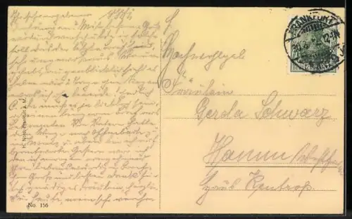 AK Frankfurt a. M., Rathaus mit Torgang und hindurchfahrender Strassenbahn