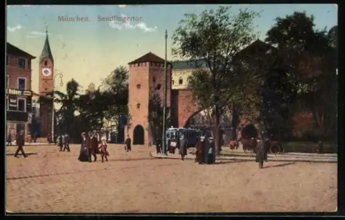 AK München, Strassenbahn am Sendlingertor