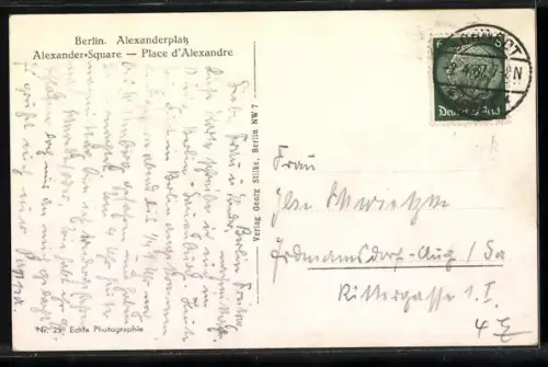 AK Berlin, Alexanderplatz mit Strassenbahnen, von oben gesehen