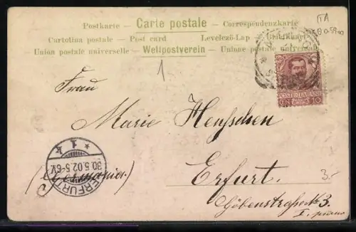 AK Milano, Piazza del Duomo, Strassenbahn