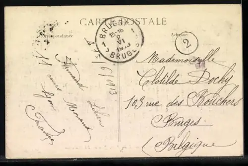 AK Lyon, Brassserie du Parc, Quartier des Brotteaux, Strassenbahn