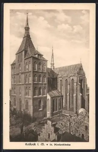 AK Rostock, Blick auf die Marienkirche