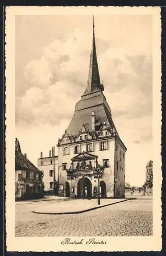 AK Rostock, Strassenansicht des Steintors