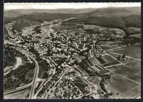 AK Gomaringen, Fliegeraufnahme des Ortes und Umgebung