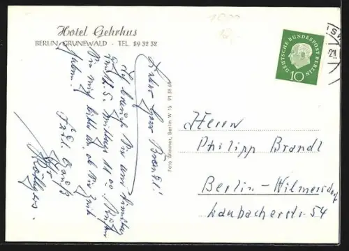 AK Berlin-Grunewald, Hotel Gehrhus, Speisesaal