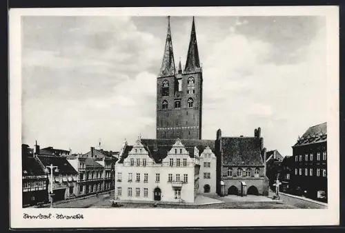 AK Stendal, Teilansicht des Ortes mit St. Nikolaus Dom