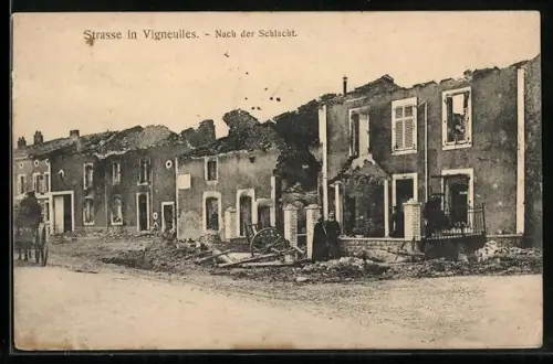 AK Vigneulles, Wohnhäuser nach dem Beschuss