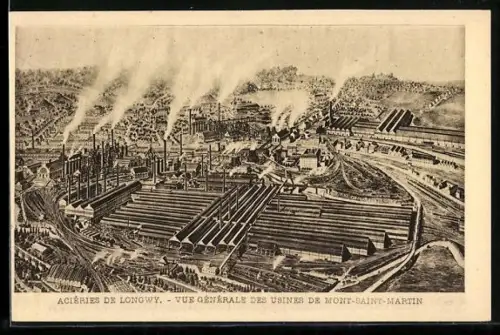 AK Longwy, Vue générale des usines de Mont-Saint-Martin