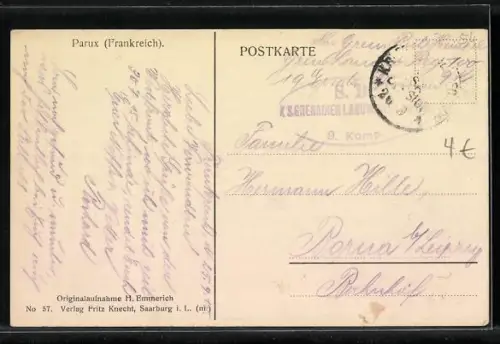 AK Parus, zerstörte Häuser in der Ortschaft