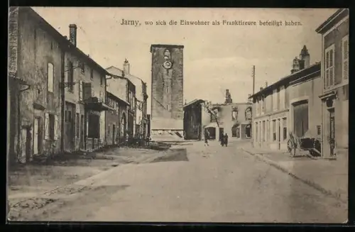 AK Jarny, wo sich Einwohner als Franktireure beteiligt haben, Strassenpartie