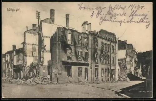 AK Longuyon, Les Ruines, La Grande Guerre