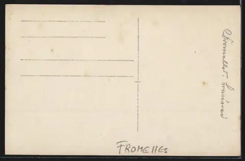 AK Fromelles, Zerstörte Ortspartie mit Soldaten