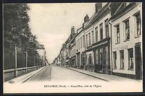 AK Estaires /Nord, Grand`Rue, côté de l`Église