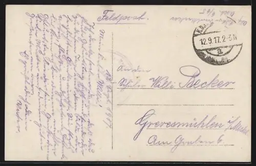 AK La Bassée, Strassenpartie mit zerstörten Häusern