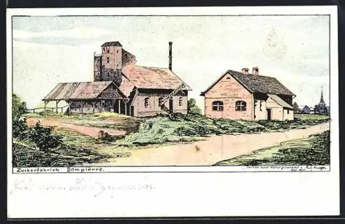 Künstler-AK Dompièrre, Zuckerfabrik