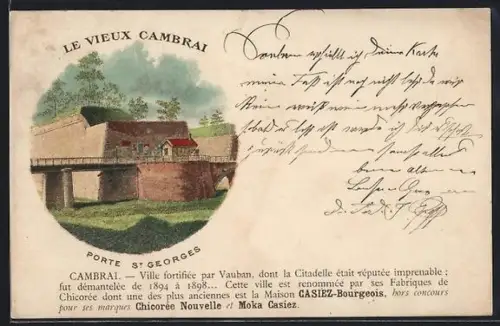 Lithographie Vieux Cambrai, Porte St Georges