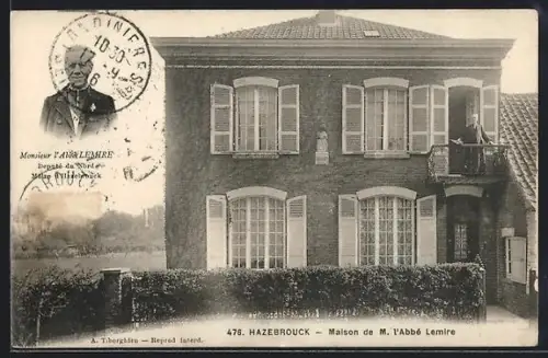AK Hazebrouck, Portrait et Maison de M. l`Abbé Lemire