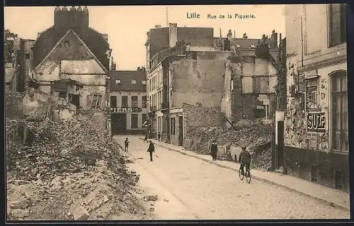 AK Lille, Rue de la Piquerie - Ruines