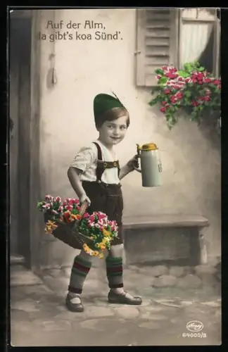 Foto-AK Amag Nr. 64000/3: Kleiner Junge mit Bierkrug