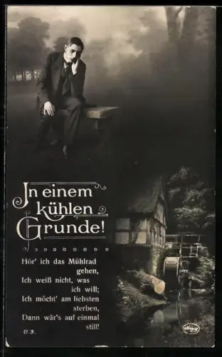 Foto-AK Amag, Mann denkt über das Leben nach