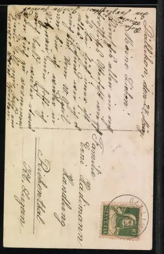 Foto-AK Amag Nr. 62153/1: Kleines Mädchen mit Huhn, Ostergruss