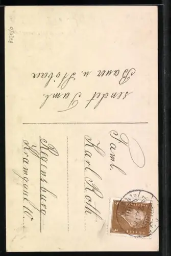 Foto-AK Amag Nr. 63771/4: Junge Frau mit Kleinkind, Weihnachtsgruss