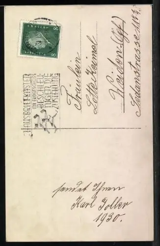 Foto-AK Amag Nr. 64107: Liebespaar mit Hufeisen, Neujahsgruss