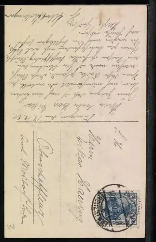 Foto-AK Amag Nr. 61938/4: Mädchen mit Tanne und Puppe, Weihnachtsgruss