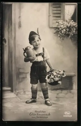 Foto-AK Amag Nr. 64000/6: Kleiner Junge mit Bierkrug