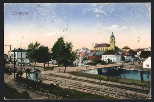 AK Dettweiler, Panorama mit Kirche