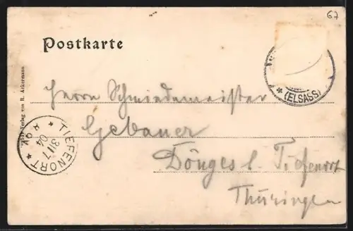 AK Weissenburg i. Els., Totalansicht mit Kirche und Strassenpartie