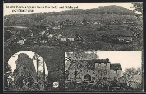 AK Schöngrund in den Hoch-Vogesen, Pension, Steinschloss Meintei, Panorama