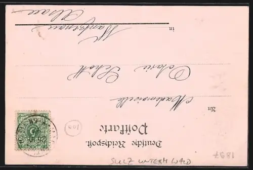 AK Sulz unterm Wald, Strassenpartie mit drei Frauen in Tracht