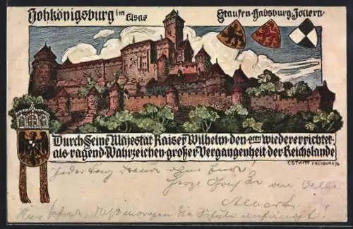 Künstler-AK Elsaz, Hohkönigsburg, Wappen