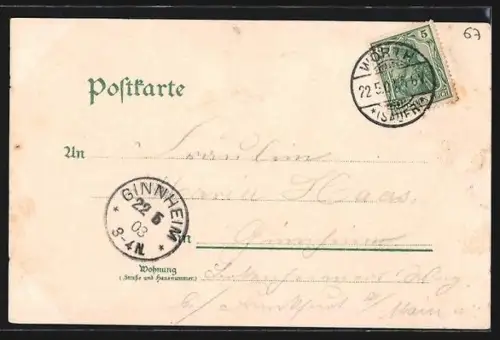 Lithographie Wörth, Denkmal des 2. hessischen Infanterie-Regiments Nr. 82