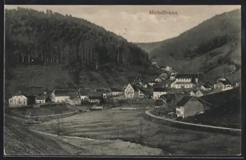 AK Michelbrunn, Ortspartie am Waldrand