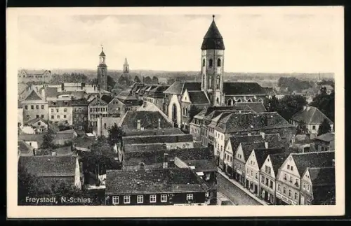AK Freystadt, Strassenpartie mit Kirche