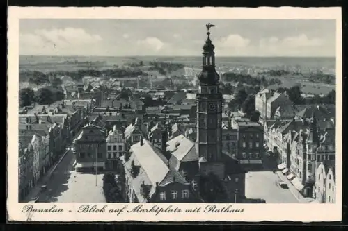 AK Bunzlau, Blick auf Marktplatz mit Rathaus