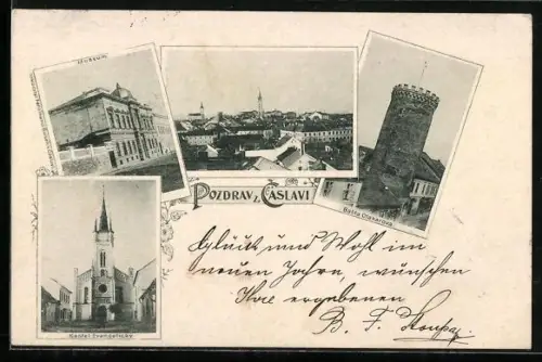 AK Caslav, Museum, Kostel Evangelický, Basta Otakarova